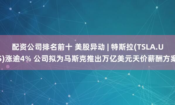 配资公司排名前十 美股异动 | 特斯拉(TSLA.US)涨逾4% 公司拟为马斯克推出万亿美元天价薪酬方案