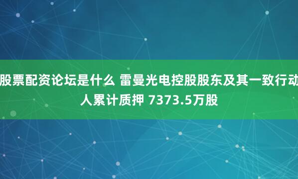股票配资论坛是什么 雷曼光电控股股东及其一致行动人累计质押 7373.5万股